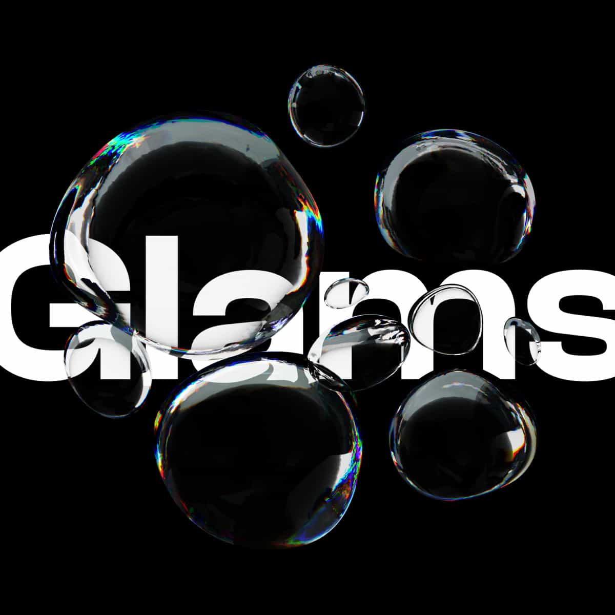 GLAMS logo under transparent bubbles